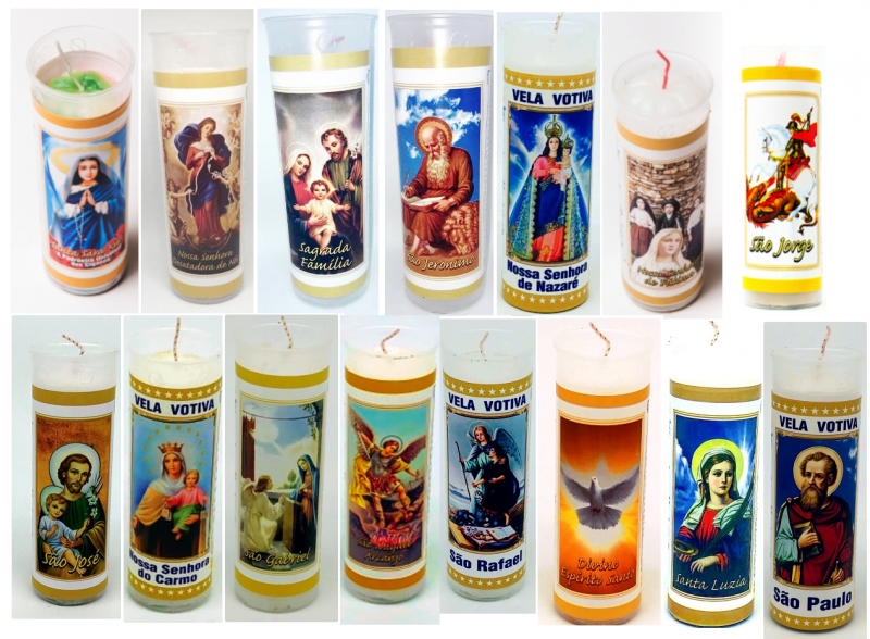 imagem Velas votivas 7 dias com o copo pra ascender, a imagem e oração do seu Santo desejado.