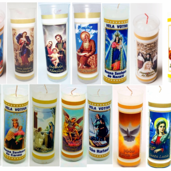 imagem Velas votivas 7 dias com o copo pra ascender, a imagem e oração do seu Santo desejado.