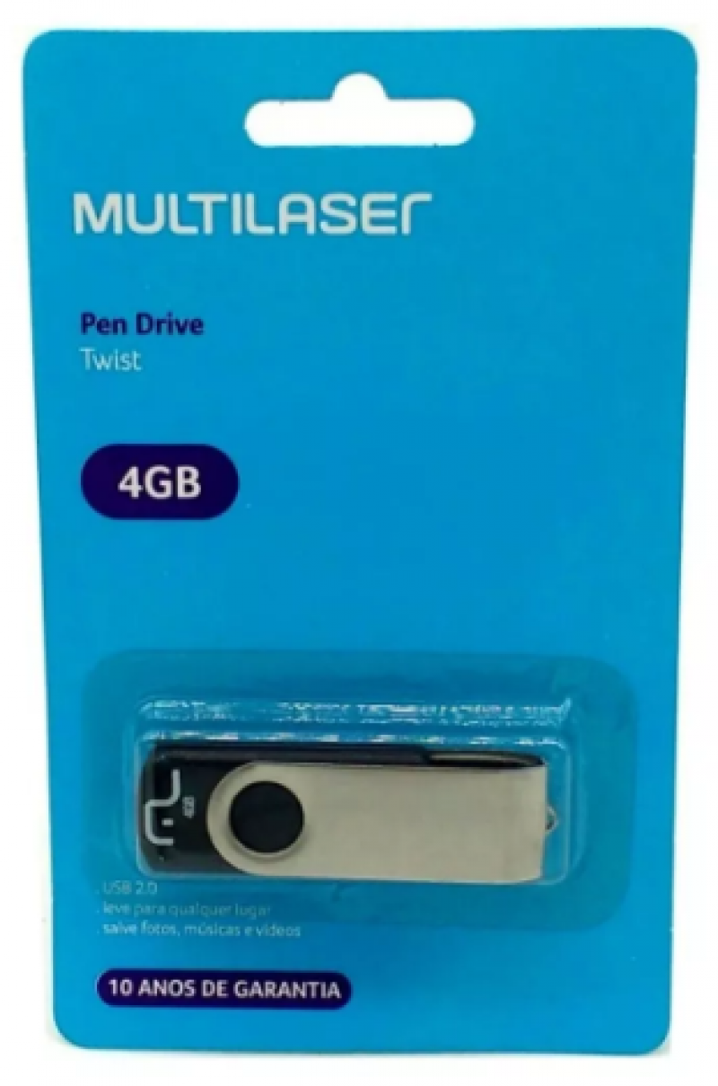 imagem Pen Drive Multilaser Twist Original 10 Anos De Garantia nas capacidade entre 4GB, 8GB, 16GB, 32BG e 64Giga Bytes. 
