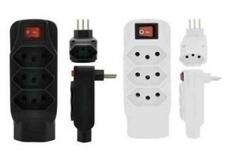 imagem Benjamim/Adaptador 6013  4 tomadas ALFACEL 2P+T 10A com  interruptor Liga/Desliga. O reço se refere a uma unidade!