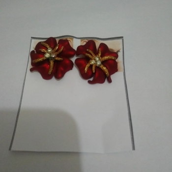 imagem Belos par de brincos flor vermelho