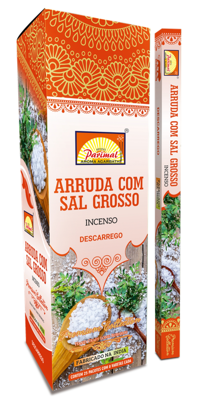 imagem INCENSO PARIMAL - Arruda com sal grosso - Descarrego  -  Caixinha c/8 varetas em cada e/ou Caixa grande contendo 25 caixas de 8 varetas 