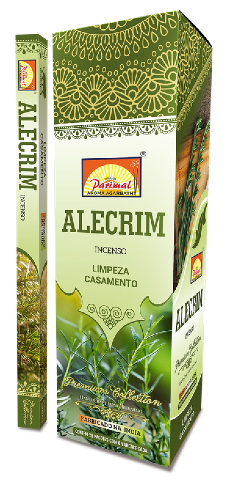 imagem INCENSO PARIMAL - Alecrim - limpeza, casamento - Caixinha c/8 varetas em cada e/ou Caixa grande contendo 25 caixas de 8 varetas
