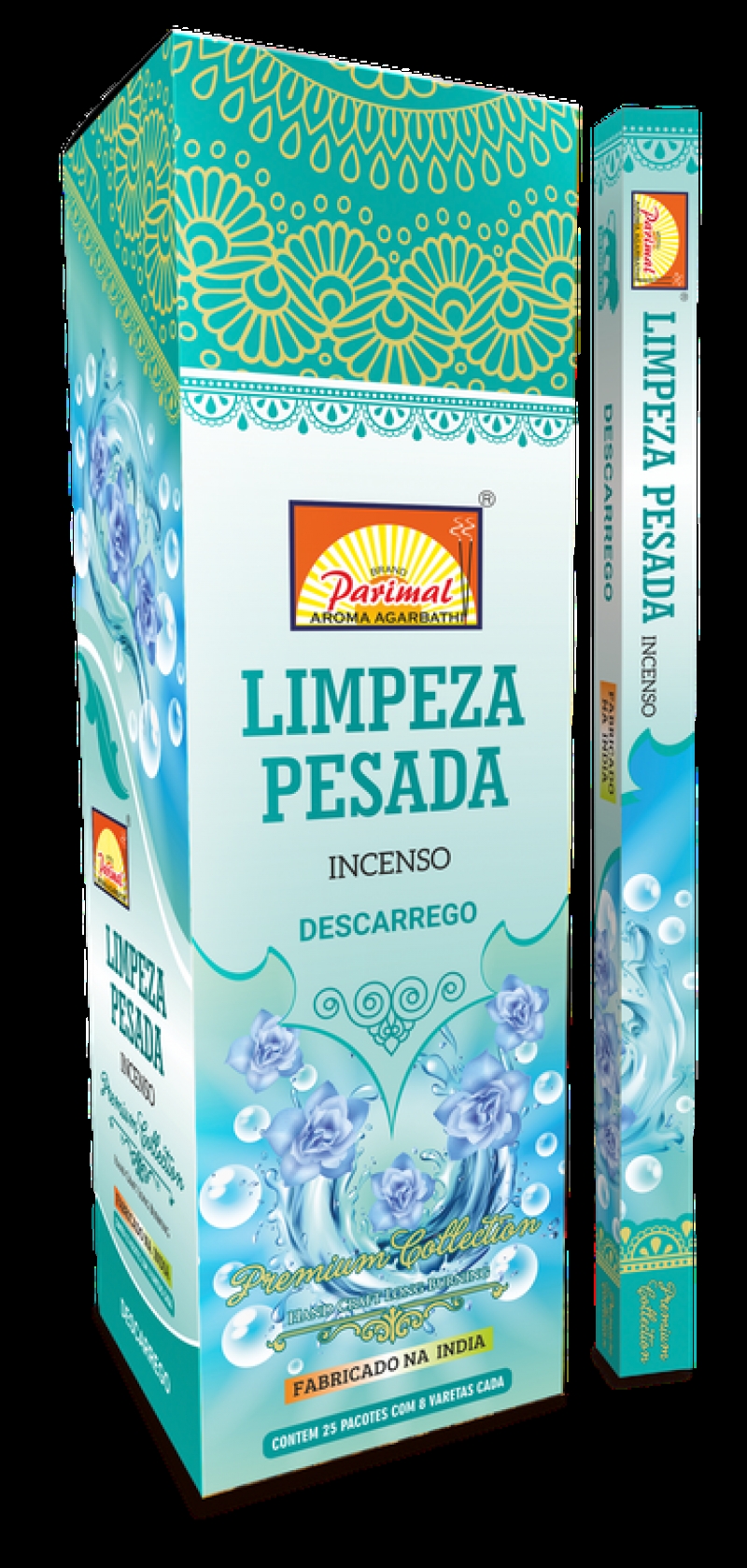 imagem INCENSO PARIMAL - Limpeza pesada - descarrego - Caixinha c/8 varetas em cada e/ou Caixa grande contendo 25 caixas de 8 varetas