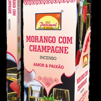 imagem INCENSO PARIMAL - Morango com champagne - amor e paixão -  Caixinha c/8 varetas em cada e/ou Caixa grande contendo 25 caixas de 8 varetas