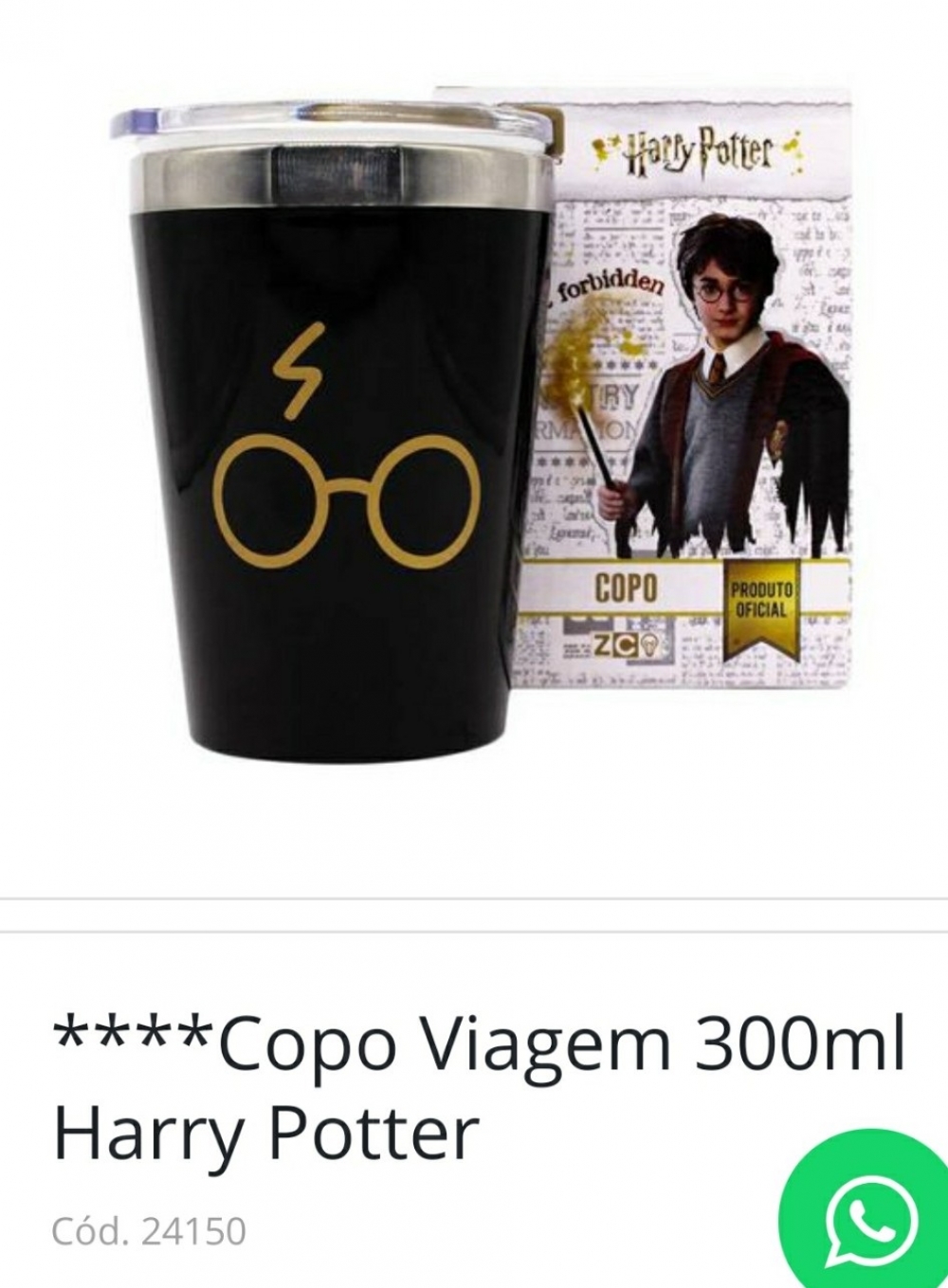 imagem Copo térmico Viagem Snap Filme Harry Potter Bruxo Hogwarts Wb