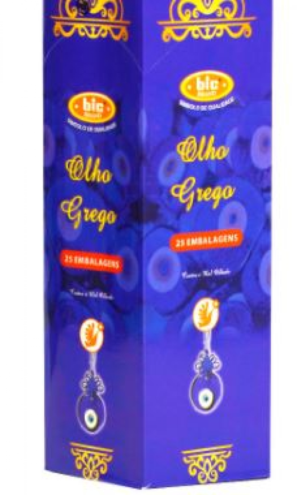 imagem INCENSO BIC BRAND  - OLHO GREGO - TIRA OLHO GORDO Remove o mal olhado e inveja. - Caixinha c/8 varetas em cada e/ou Caixa grande contendo 25 caixinhas